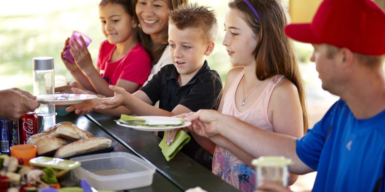 Family picnic at Whiteman Park lunch time