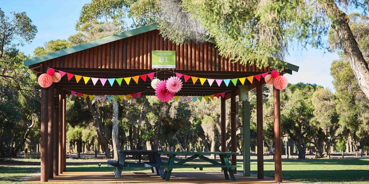 Whiteman Park Shelter Party decorations web