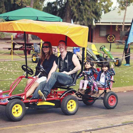 Pedal Play family riding go karts at Whiteman Park