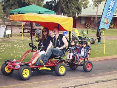 Pedal Play family riding go karts at Whiteman Park