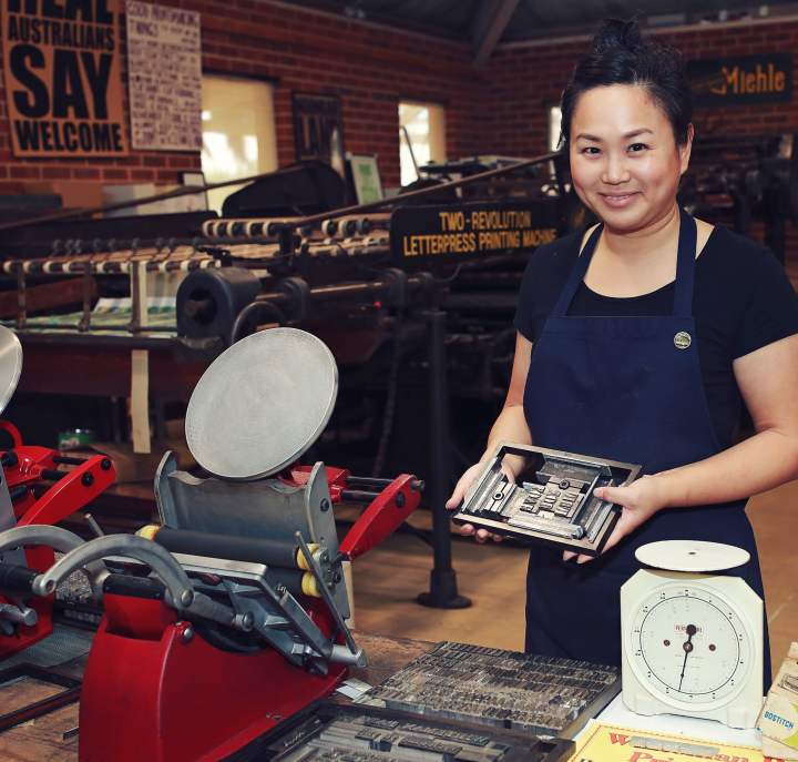 Bright Press print shop letterpress demonstration