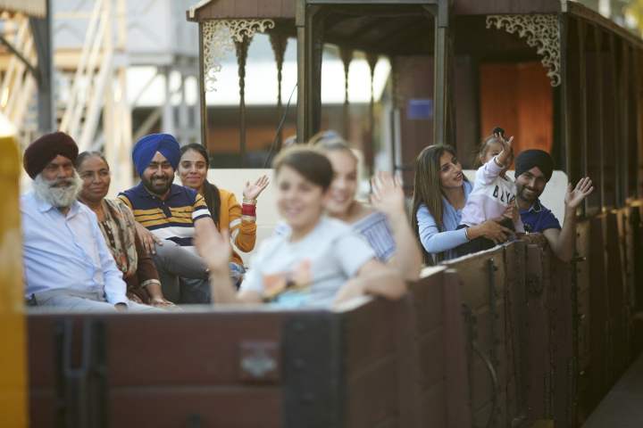 Train ride - open carriage - waving families