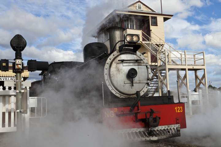 Train ride - Steam train at station