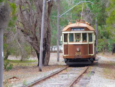 Whiteman Park heritage electric tram through bushland 1 MB