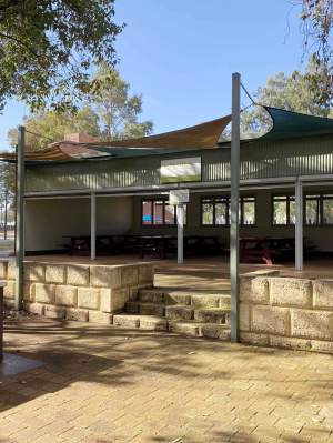 Venue Hire Pavilion showing BBQ forecourt