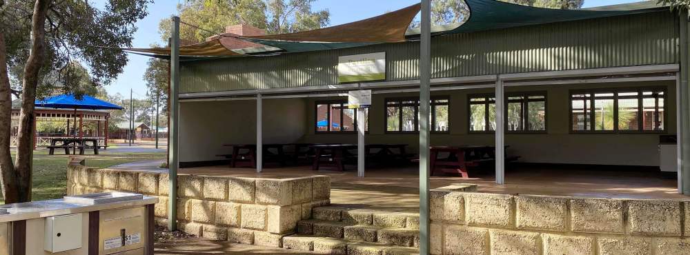 Venue Hire Pavilion showing BBQ forecourt