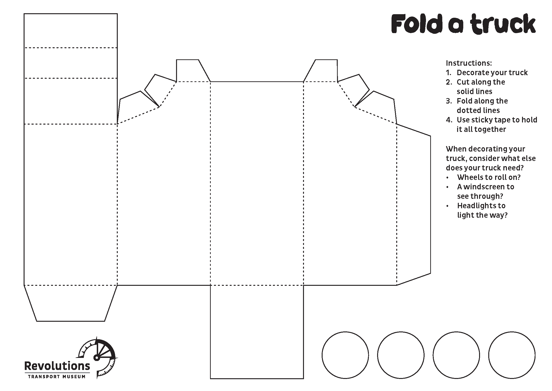 Fold-a-truck activity sheet