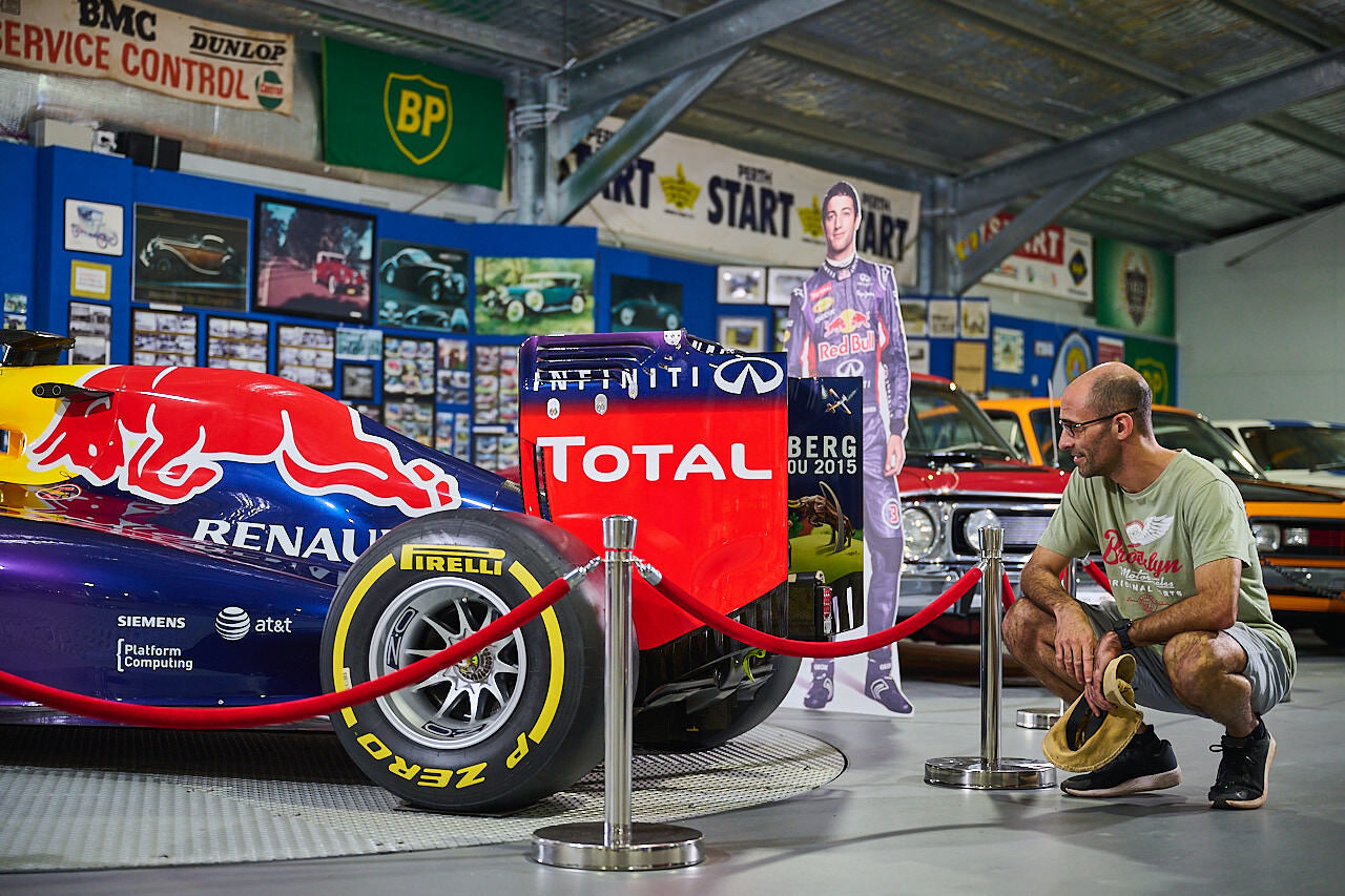 Whiteman Park Transport Motor Museum looking at Ricciardo F1 car 276web