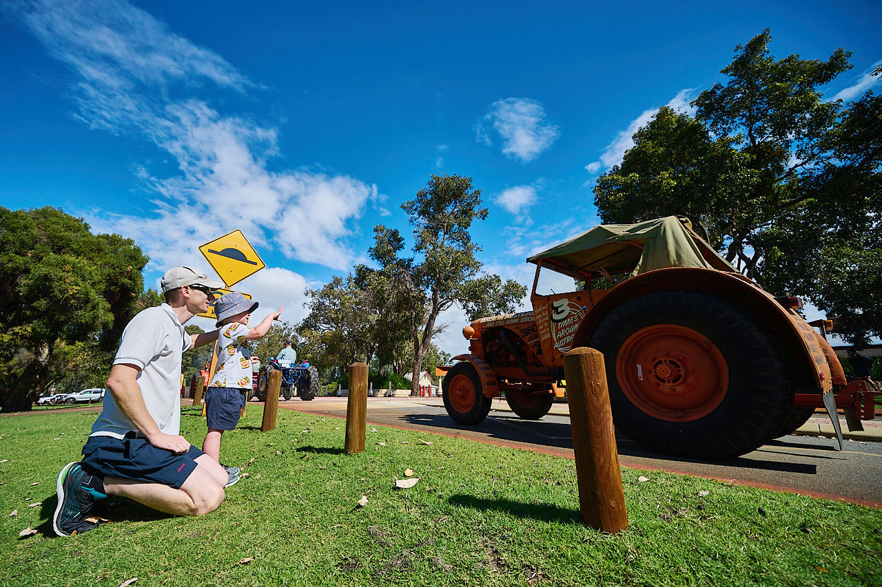 Whtieman Park toddlers love watching the monthly tractor parade