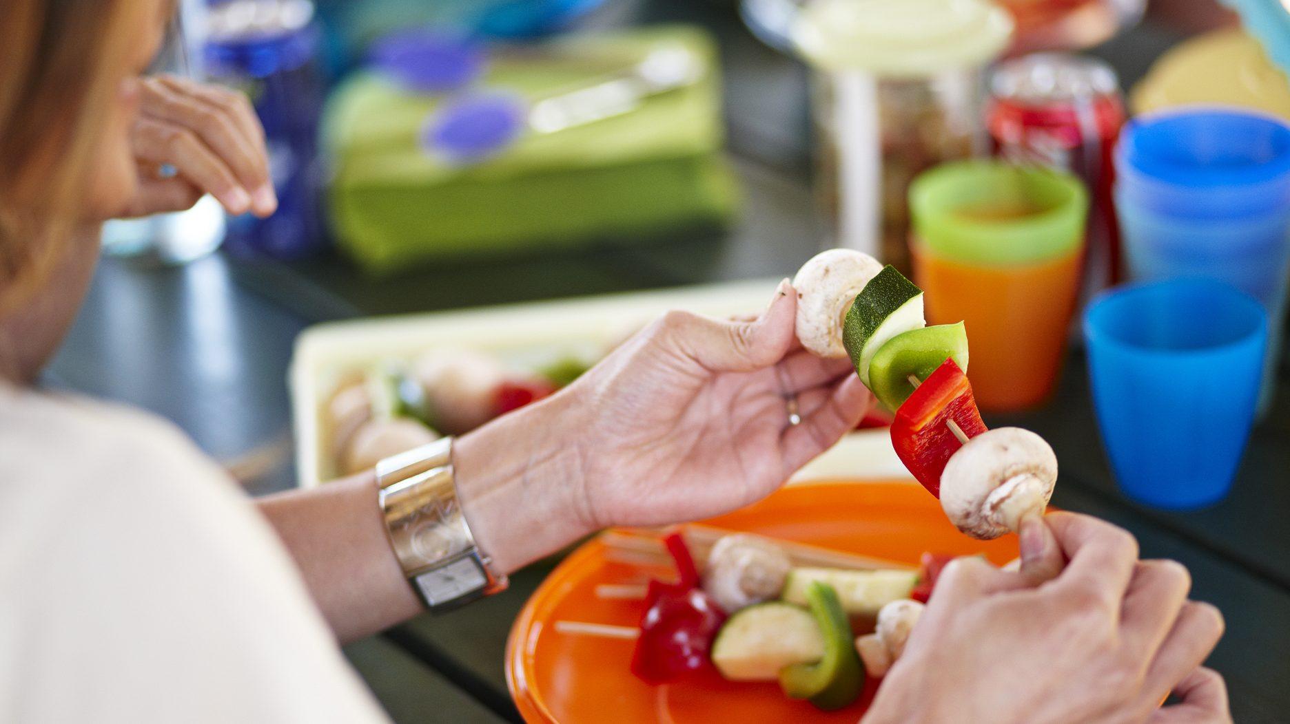 Family picnic at Whiteman Park veggie skewers
