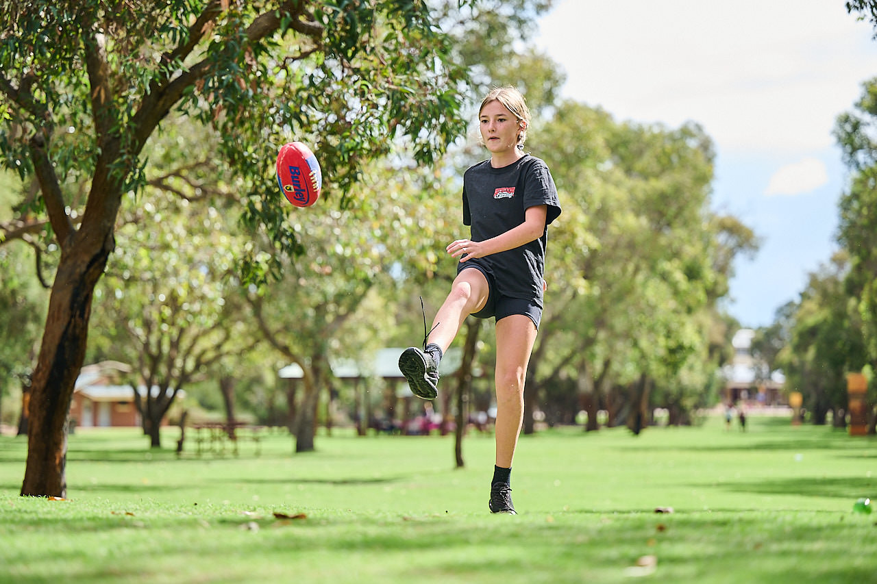 Whiteman Park Exercise kick a football WEB