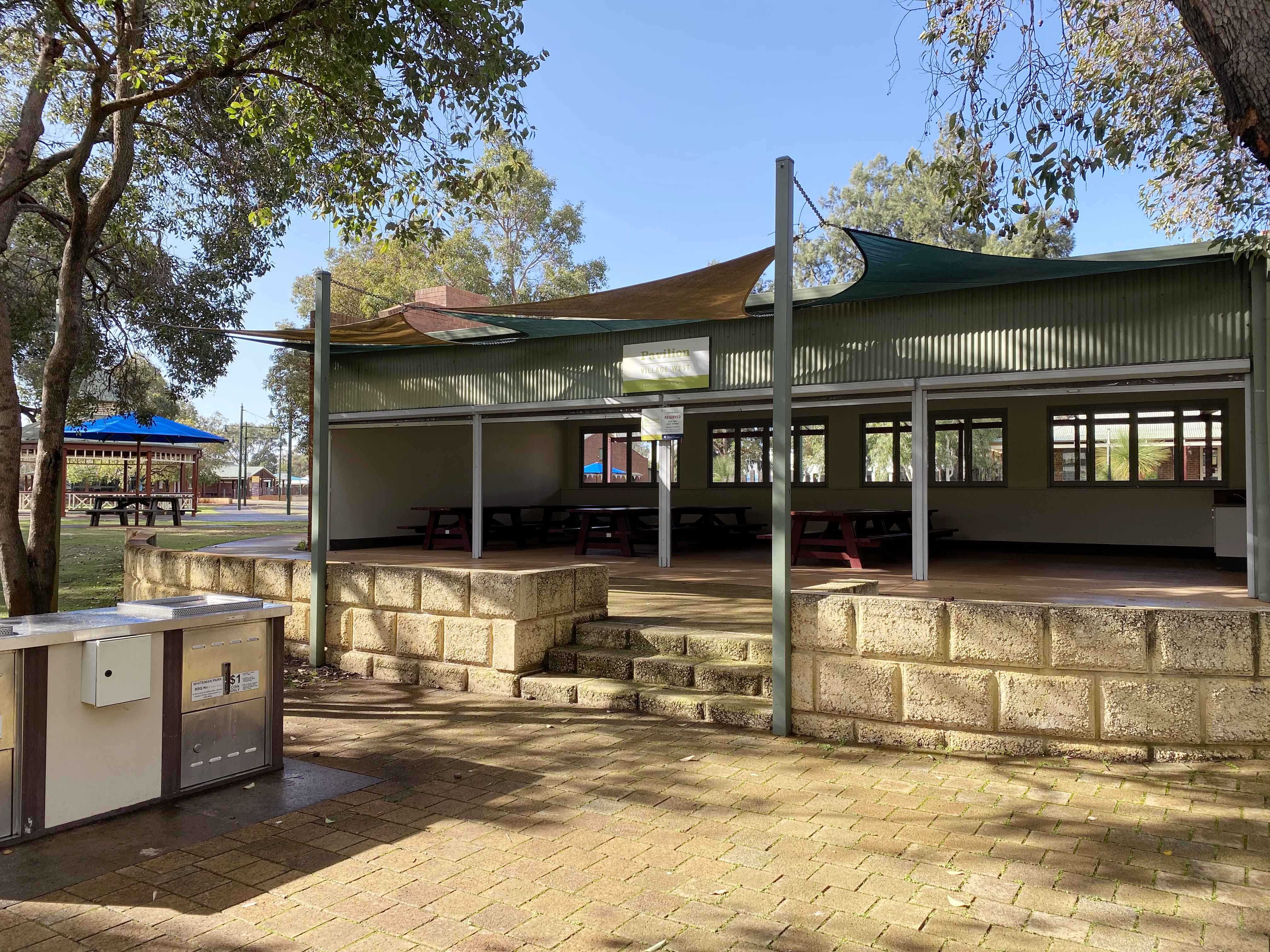 Venue Hire Pavilion showing BBQ forecourt
