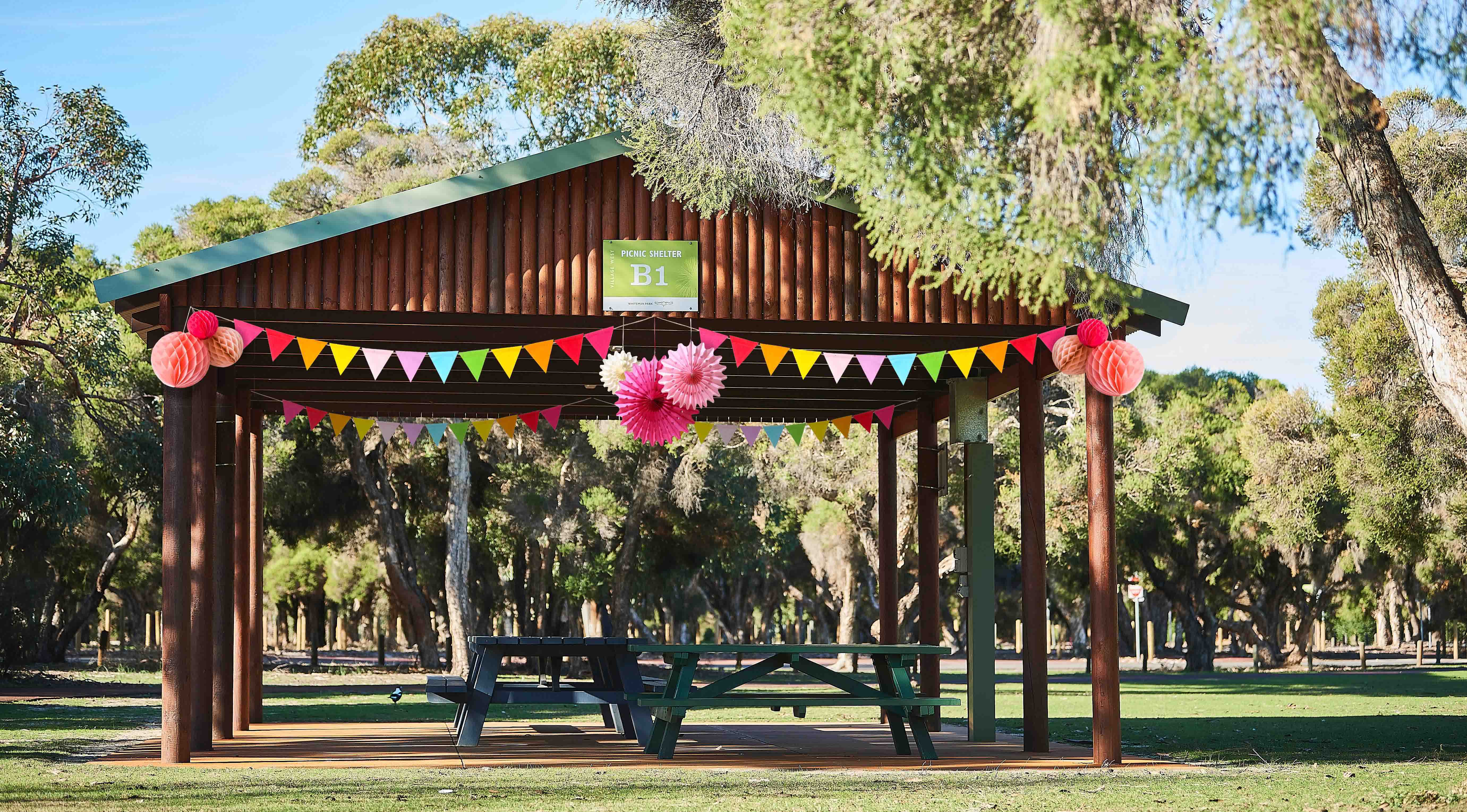 Whiteman Park Shelter Party decorations web